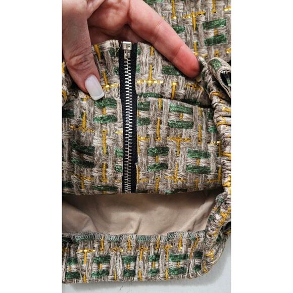 J&Y Womens Blazer Small Tan Green Yellow Plaid Zip Up Pockets Cropped Jacket - Picture 6 of 10